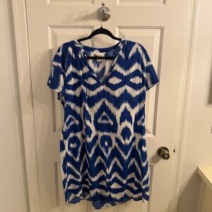 Chic Blue and White Ikat Dress/Coverup